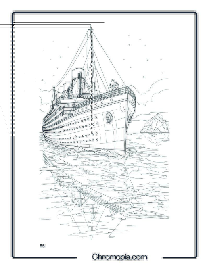 Real Movie Action Boat Coloring Page – Titanic at Dusk