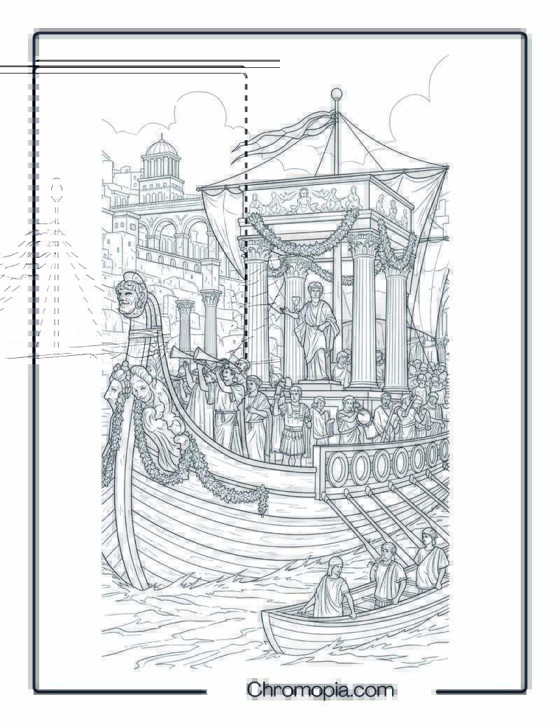 Roman Warship Coloring Page – Festival on the Tiber