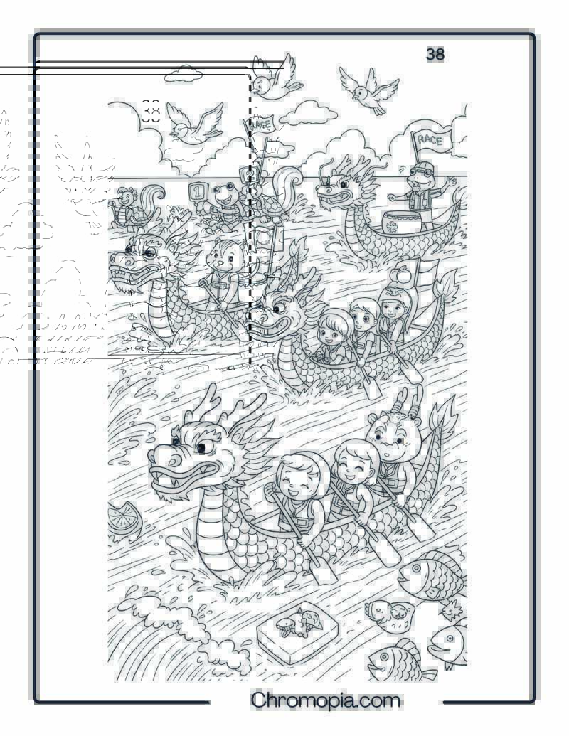Dragon Boat Coloring Page – Silly Dragon Race