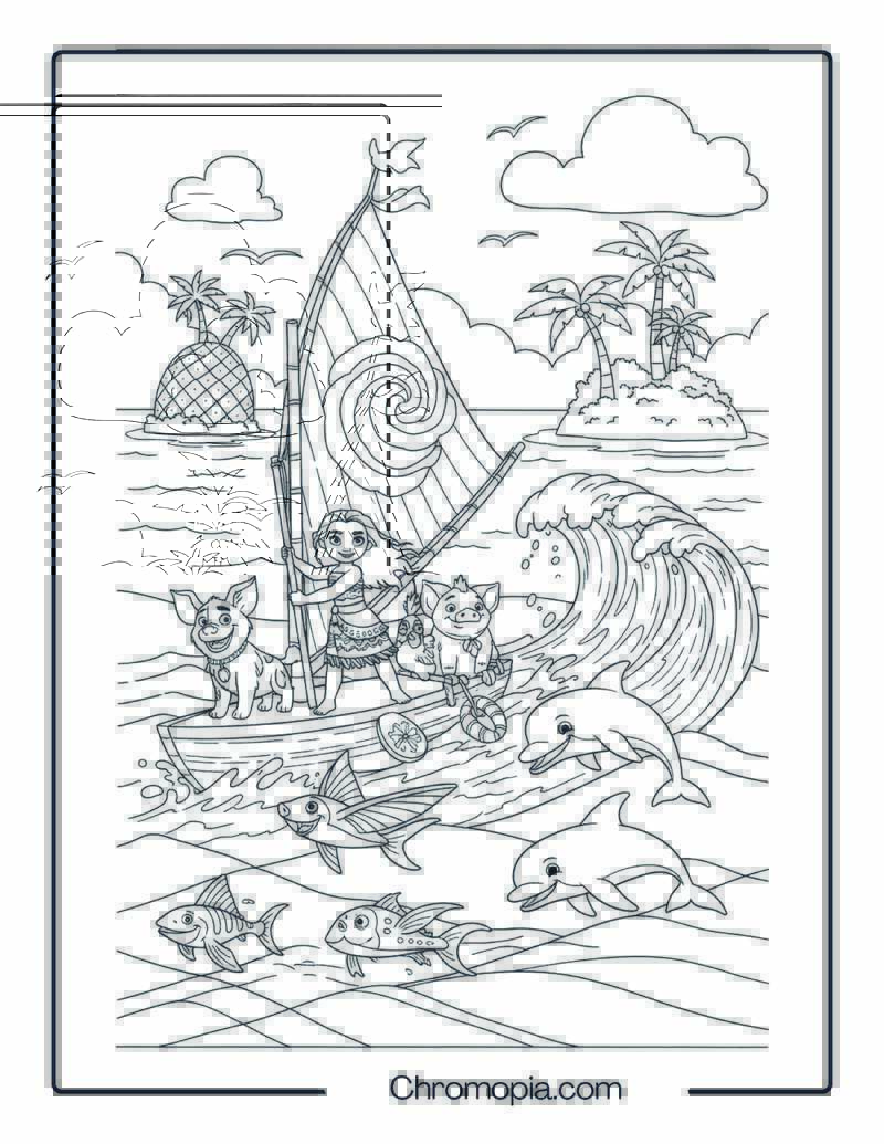 Moana Boat Coloring Page – Island Adventure