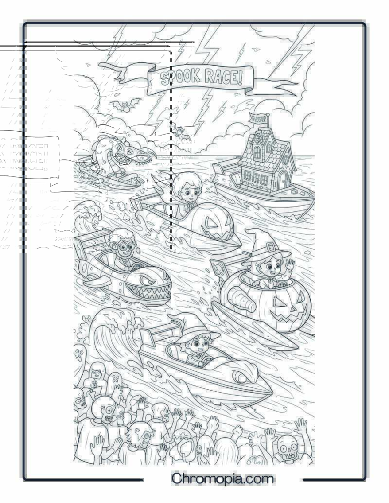 Race Boat Coloring Page – Monster Boat Grand Prix