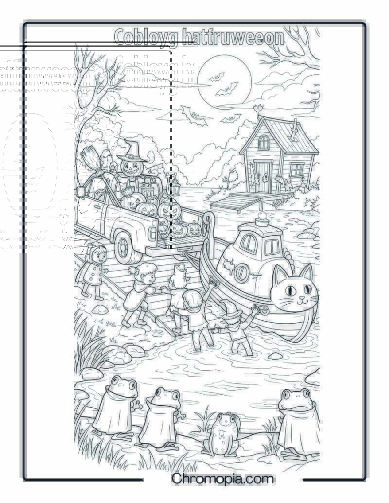 Truck Pulling Boat Coloring Page – Halloween Boat Launch