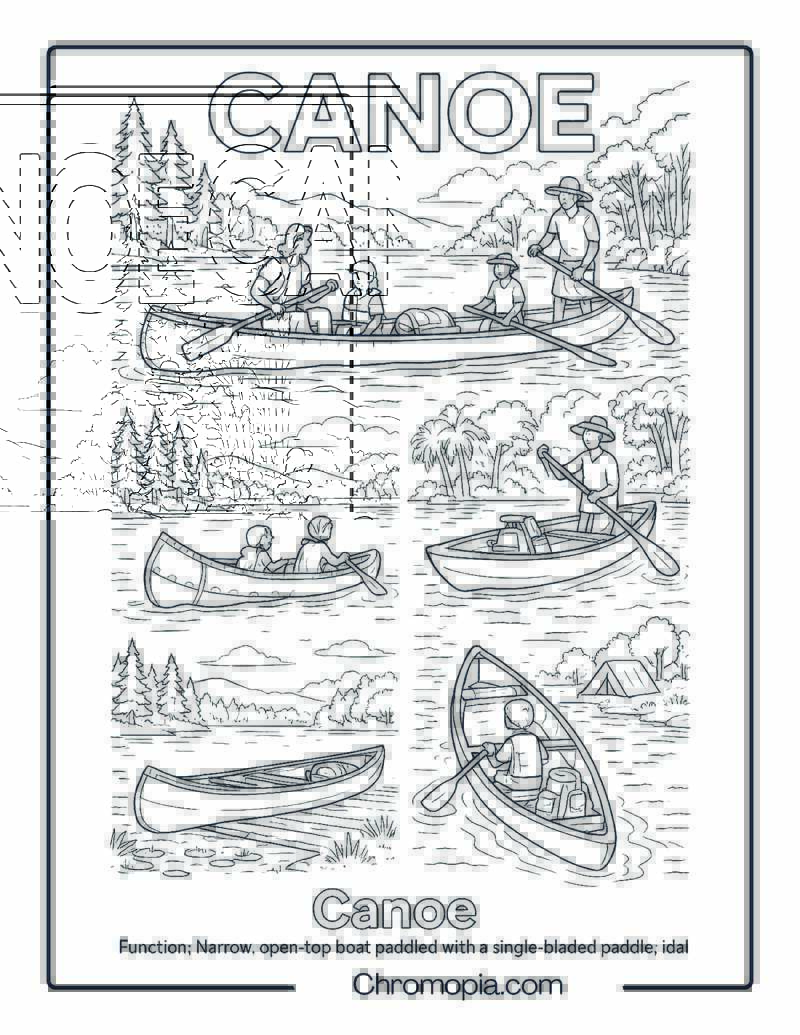 Canoe Coloring Page