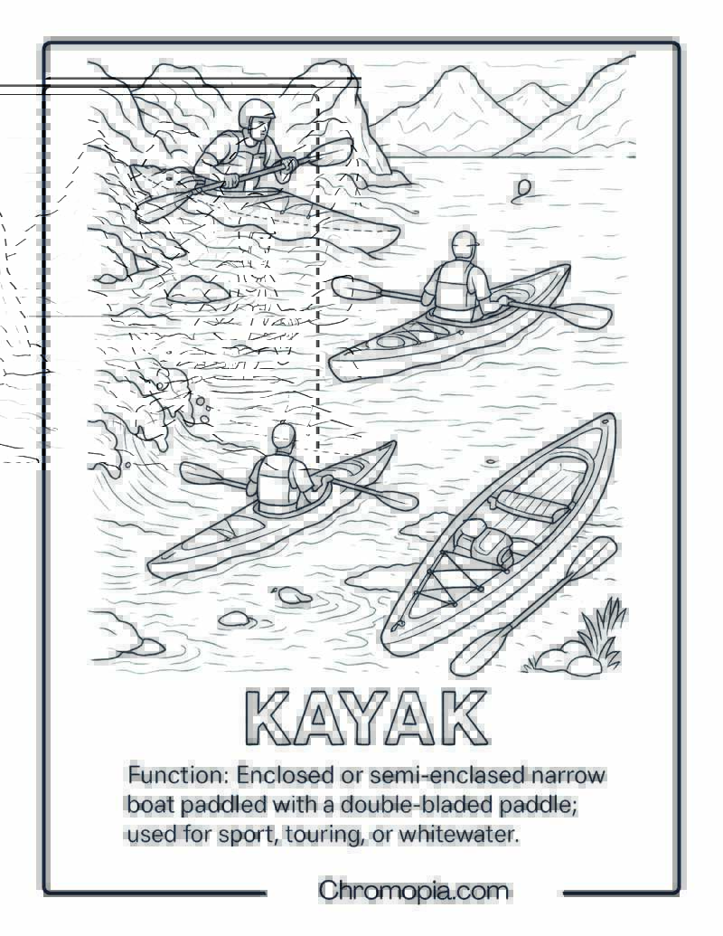 Kayak Coloring Page