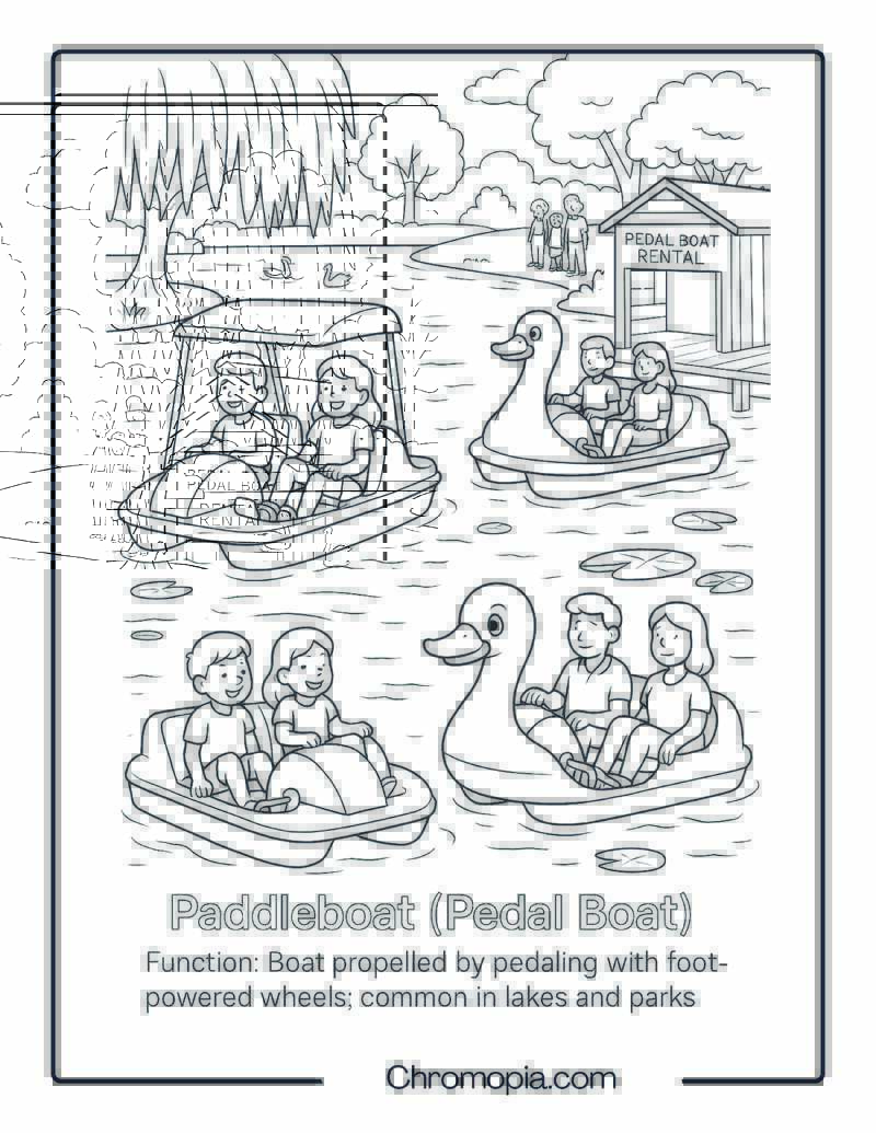 Paddleboat (Pedal Boat) Coloring Page