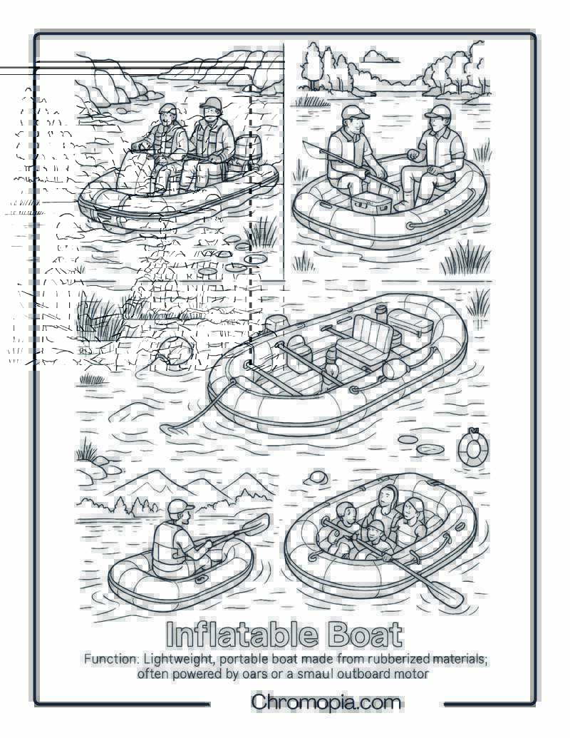 Inflatable Boat Coloring Page