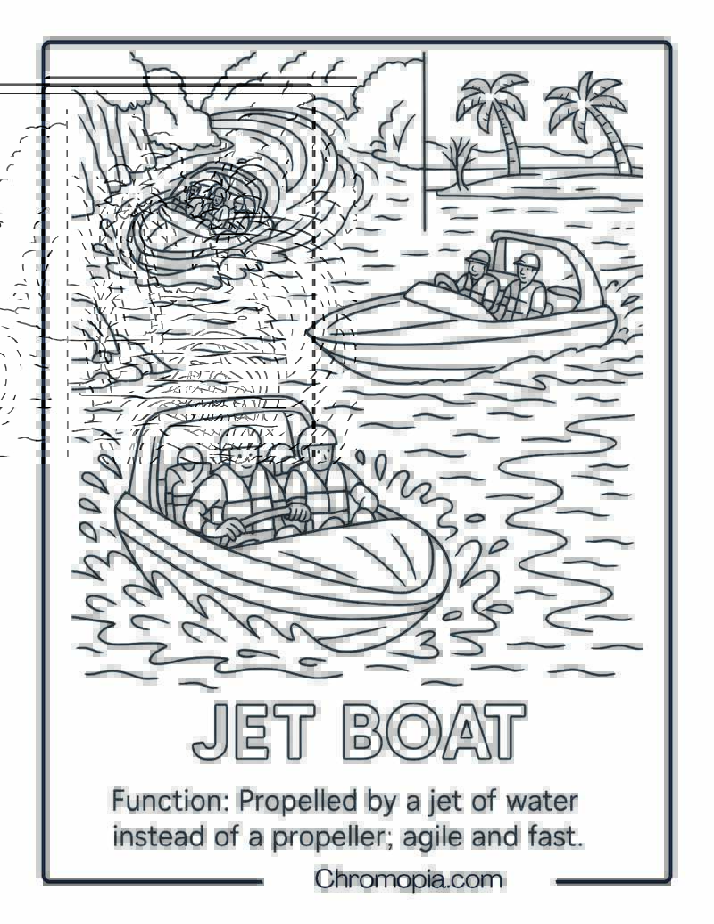 Jet Boat Coloring Page