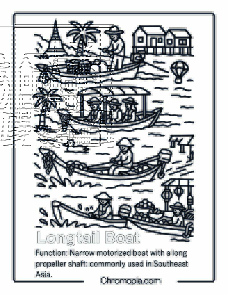 Longtail Boat Coloring Page