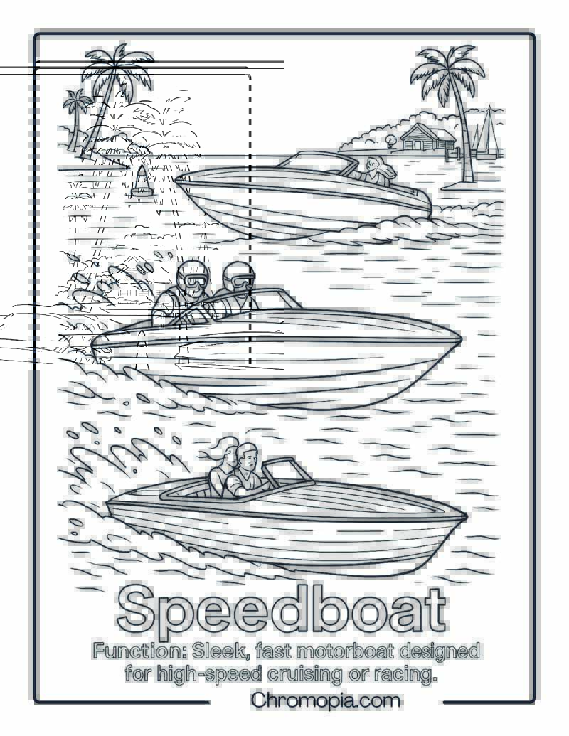 Speedboat Coloring Page