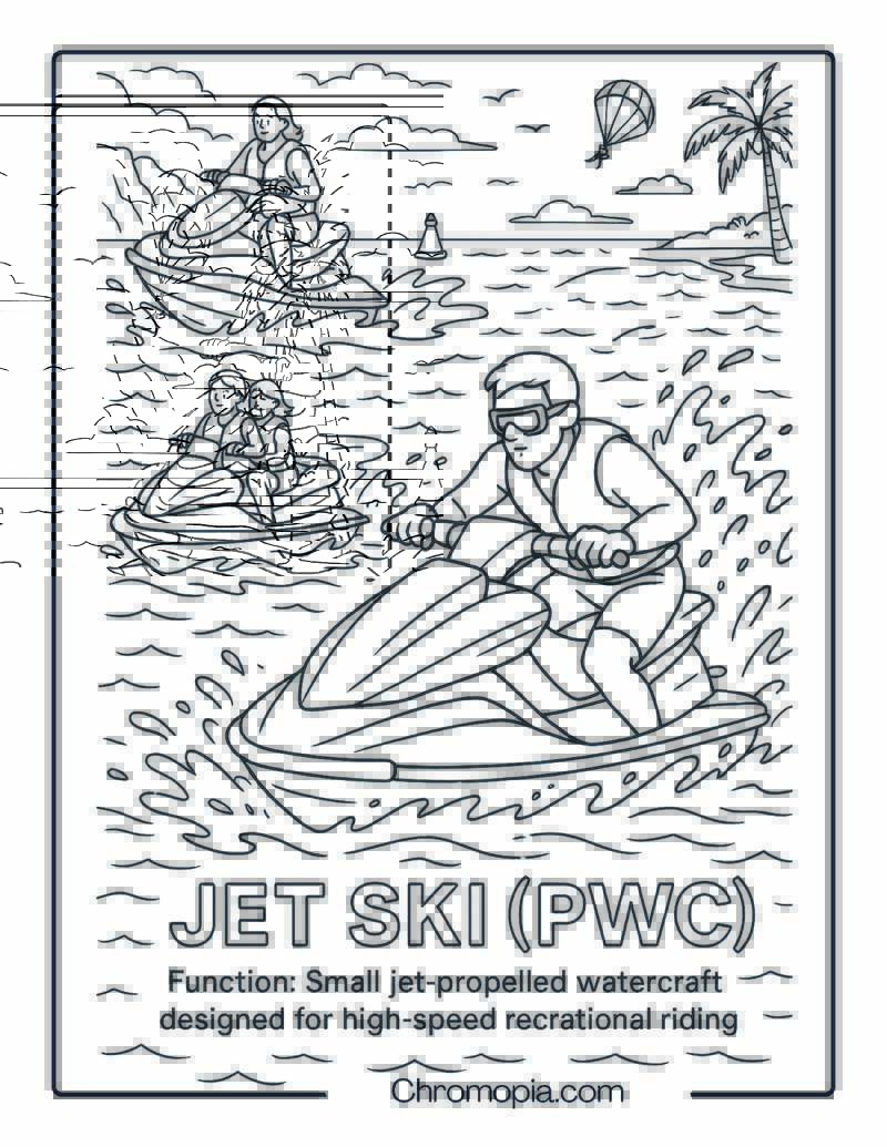 Jet Ski (PWC) Coloring Page
