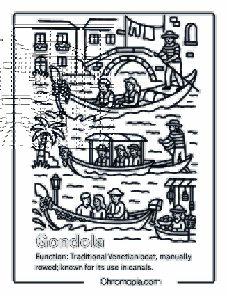 Gondola Coloring Page