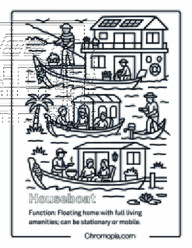 Houseboat Coloring Page