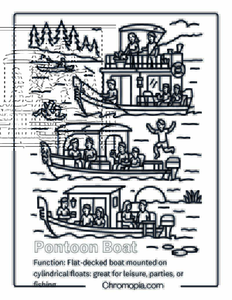 Pontoon Boat Coloring Page