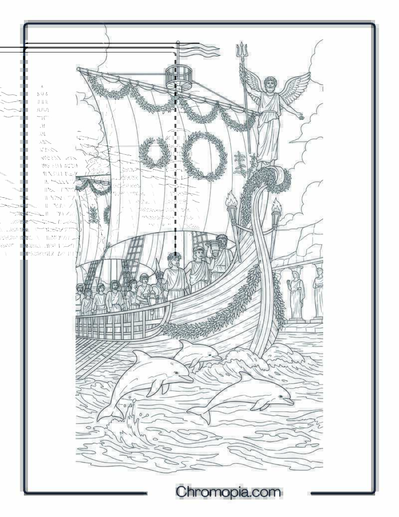 Ancient Greece Boat Coloring Page – Festival of Poseidon