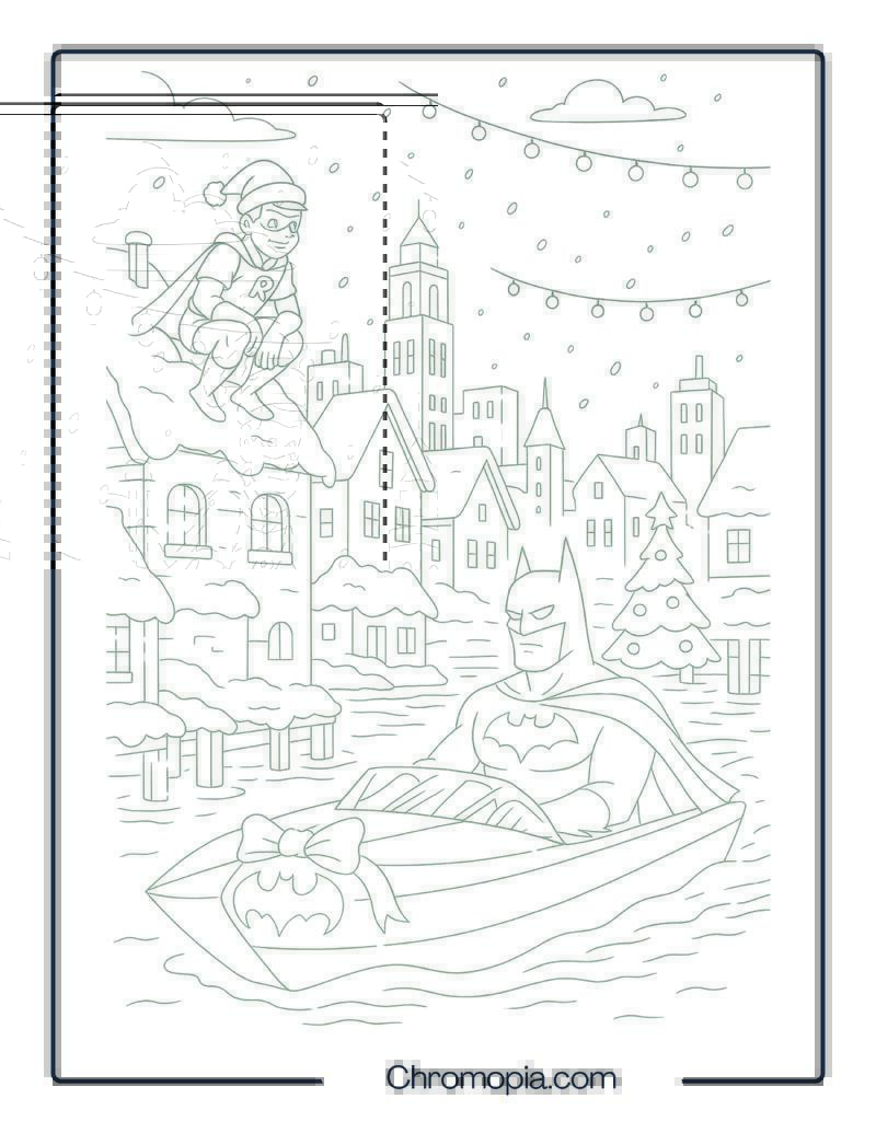 Batman Boat Coloring Page – Christmas Night Patrol