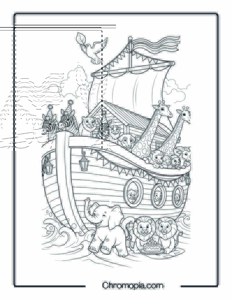 Bible Boat Coloring Page – Noah’s Ark in Celebration