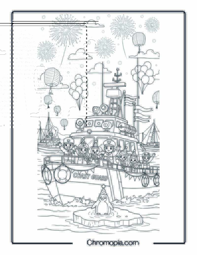 Boat with Anchor Coloring Page – Summer Dock Day