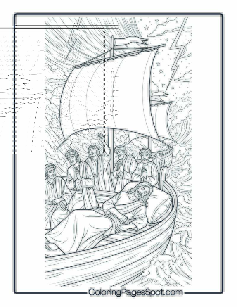 Jesus Sleeping in the Boat Coloring Page – Peace in the Storm