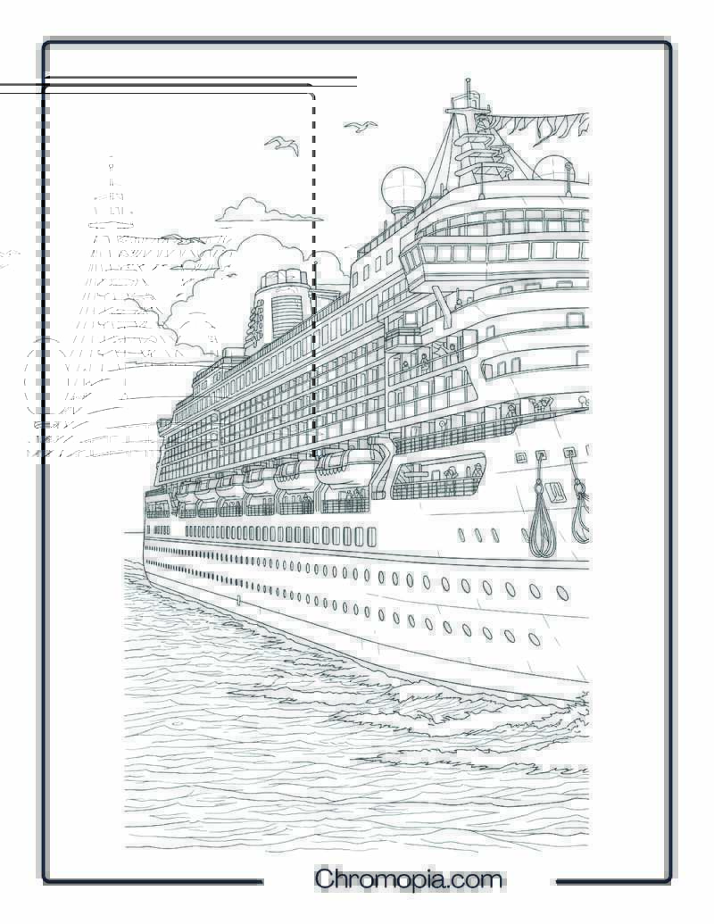Big Boat Coloring Page – Majestic Ocean Liner