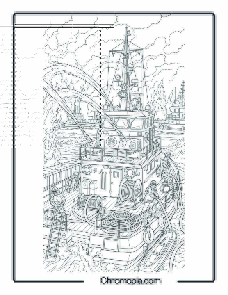 Fire Boat Coloring Page – Emergency in Action