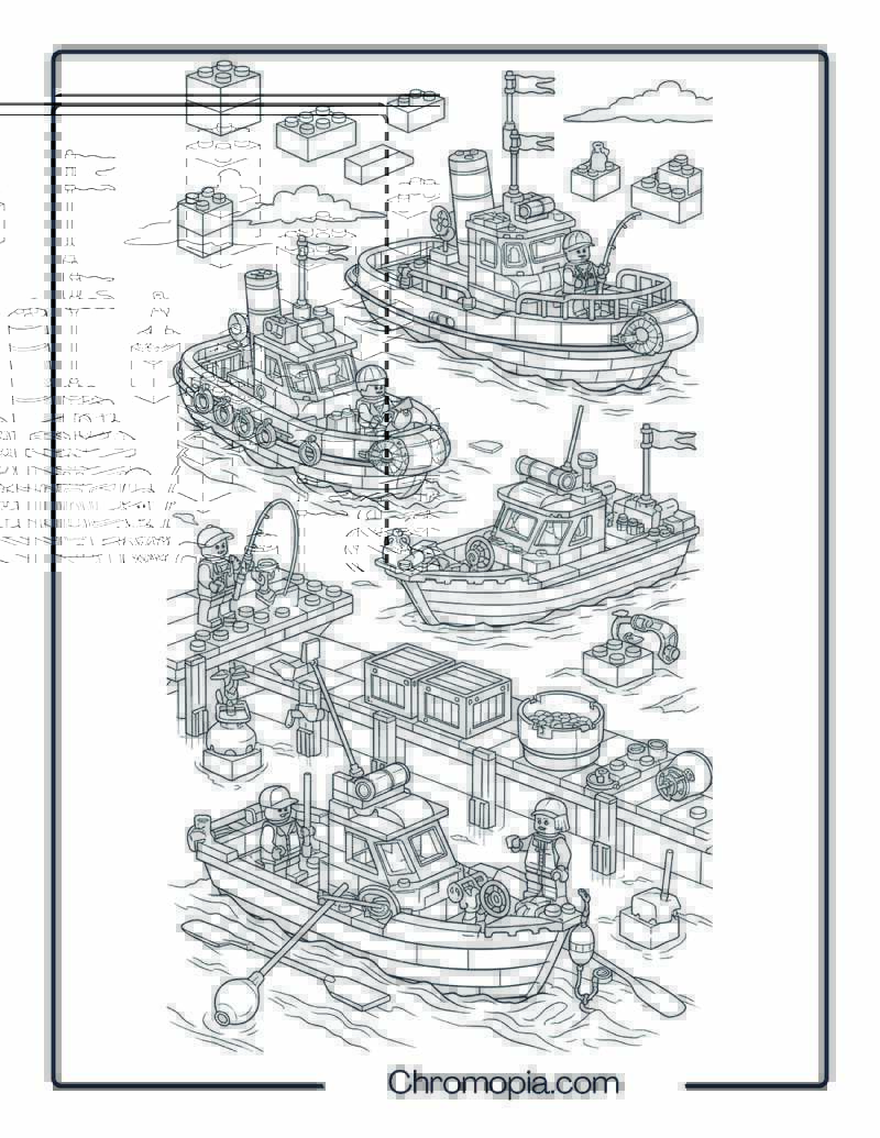 Lego Boat Coloring Page – Modular Complexity