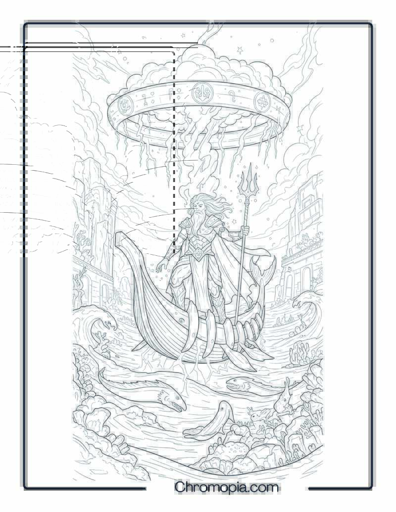Deep Sea God Boat Coloring Page – Leviathan_s Vessel