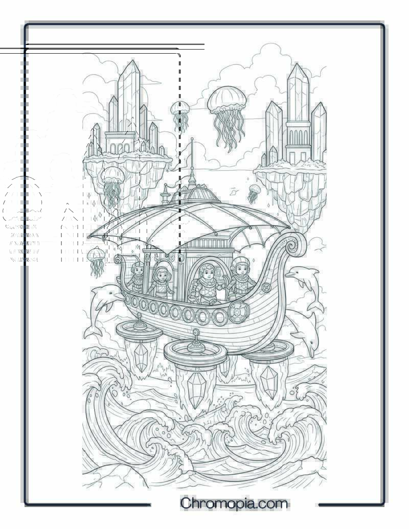 Sea Monster Boat Hybrid Coloring Page – Creature Ship Fusion