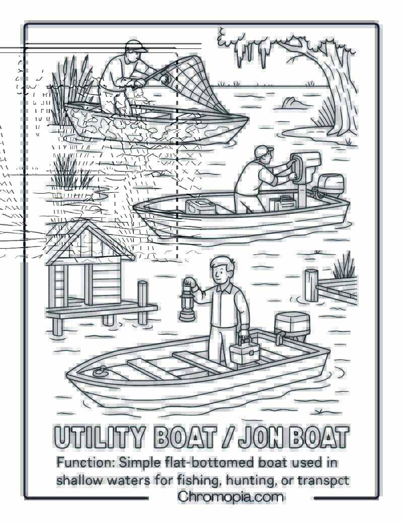 Utility Boat Jon Boat Coloring Page