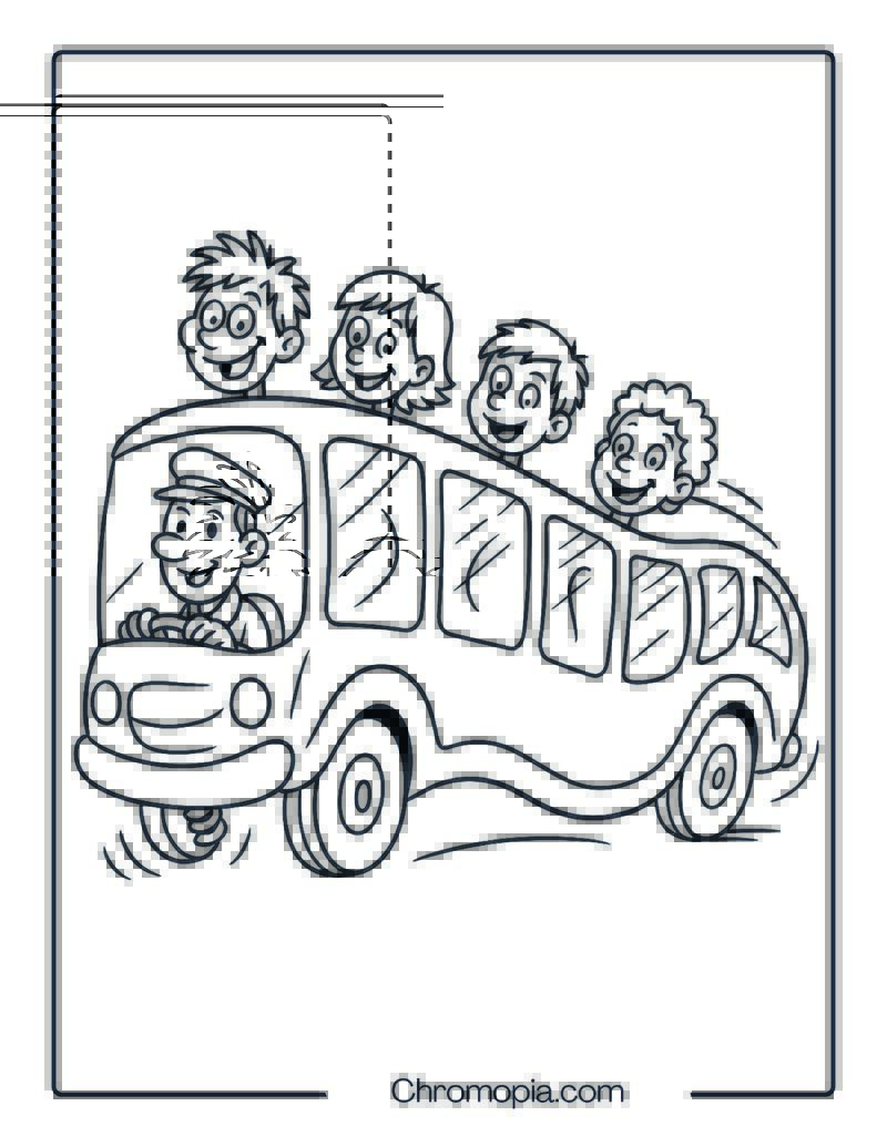 Wacky Stretch Bus in Clipart Style – Animated Bus Clipart Coloring Page