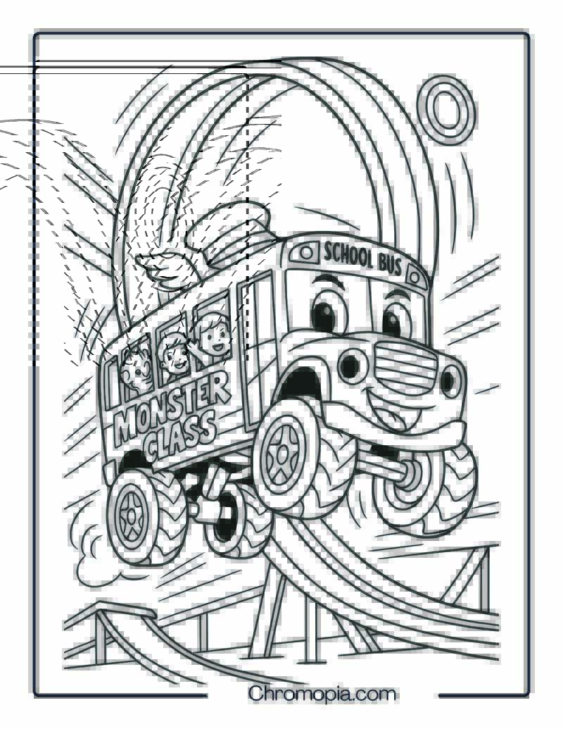 Blaze Bus Racing a Loop Track – Blaze Monster Machine School Bus Coloring Page