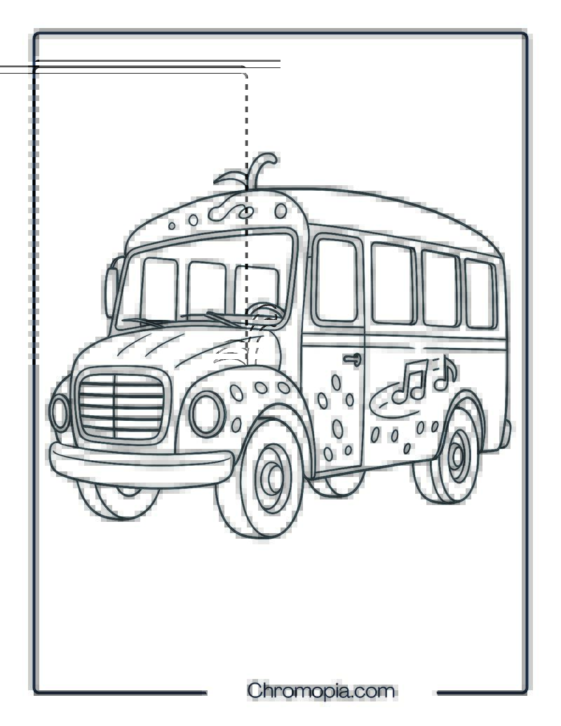 Realistic Version of the Cocomelon School Bus – Cocomelon Bus Coloring Page
