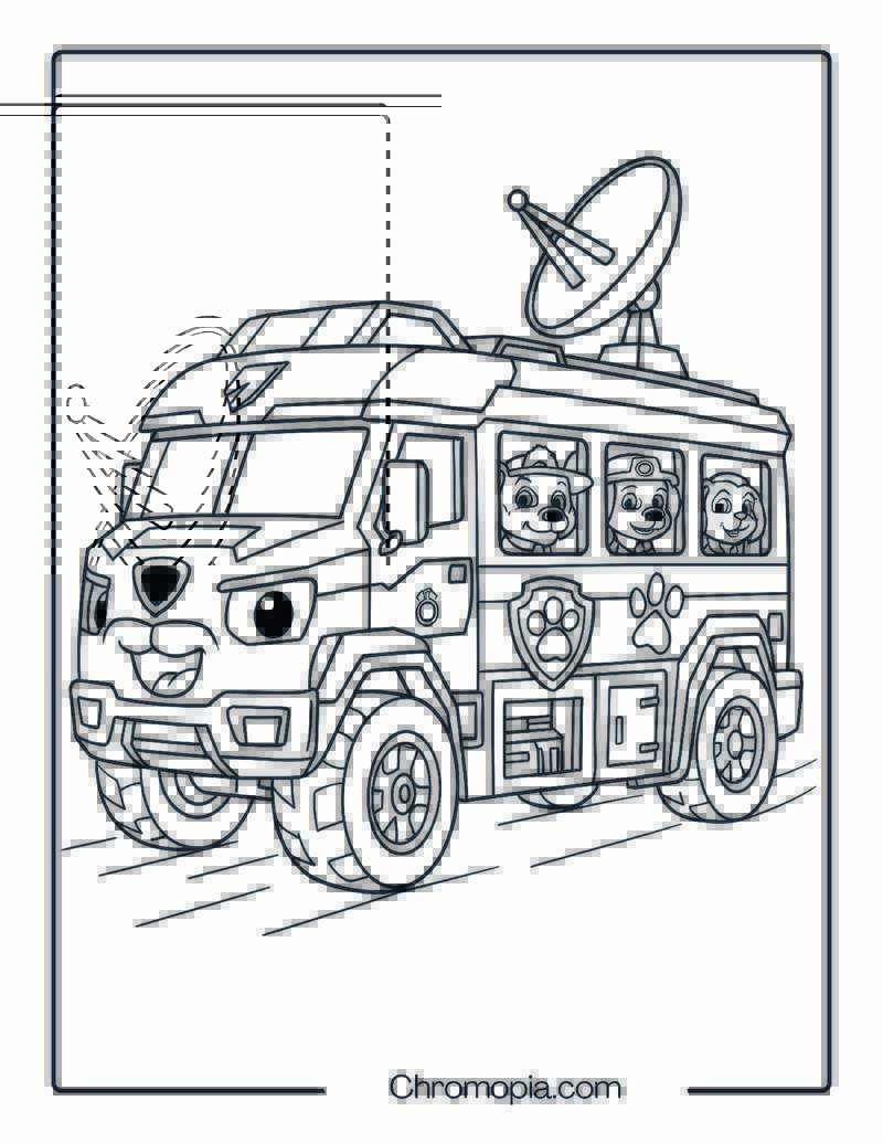 Paw Patrol Command Bus – Paw Patrol Bus Coloring Page