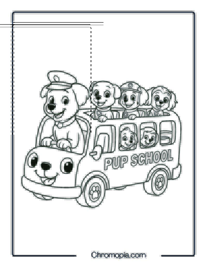 Paw Patrol Pup School Bus – Paw Patrol Bus Coloring Page