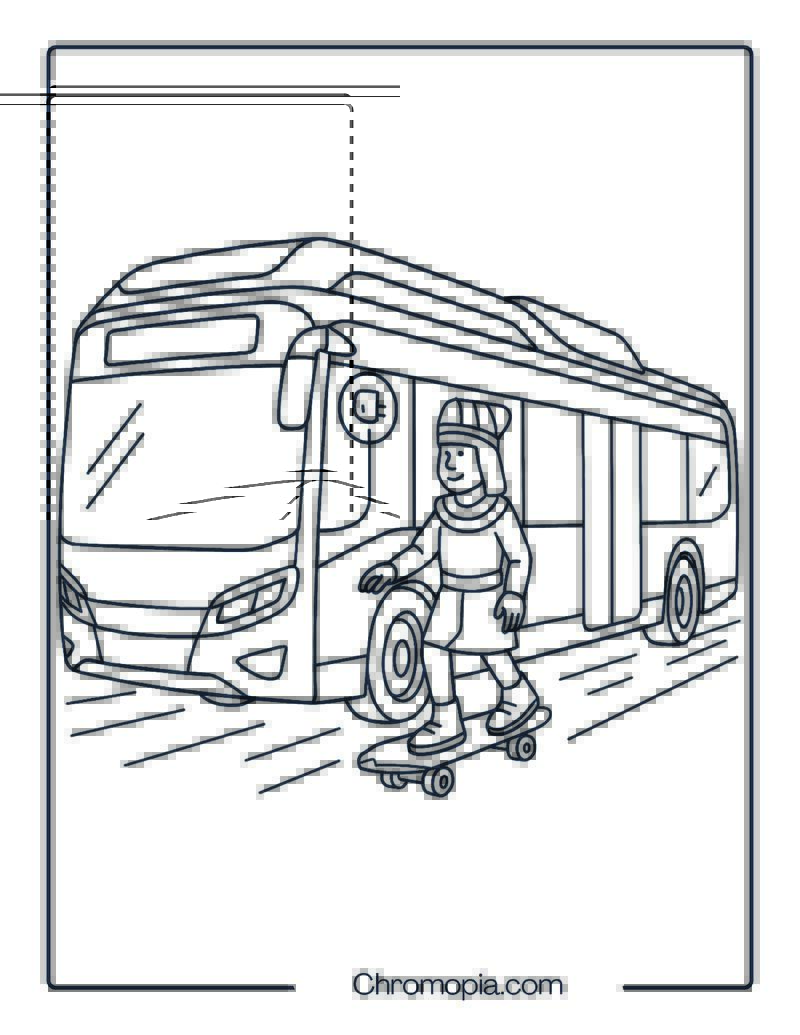 Electric City Bus – Electric Transit Bus Coloring Page
