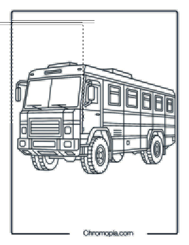 Military Troop Transport Bus – Military Bus Coloring Page