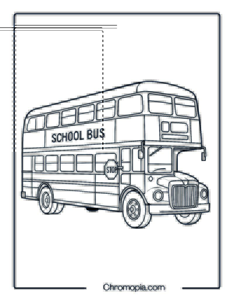 School Bus with Stop Sign Arm – Classic School Bus Coloring Page