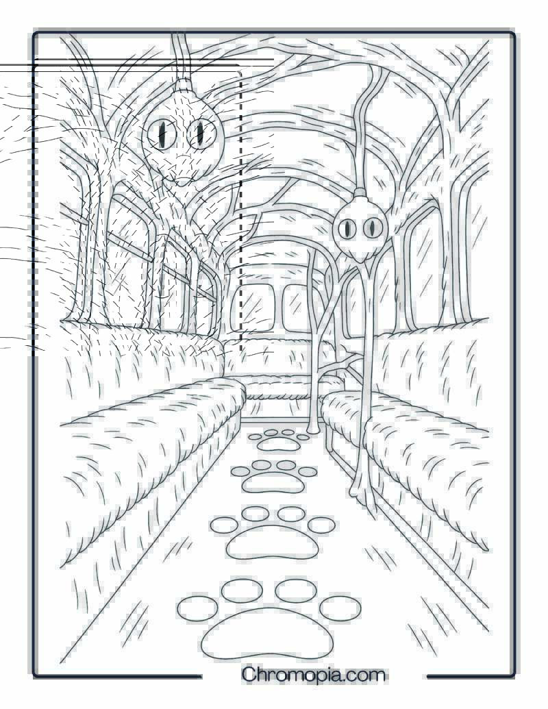 Interior View of Totoro Cat Bus – Totoro Cat Bus Coloring Page