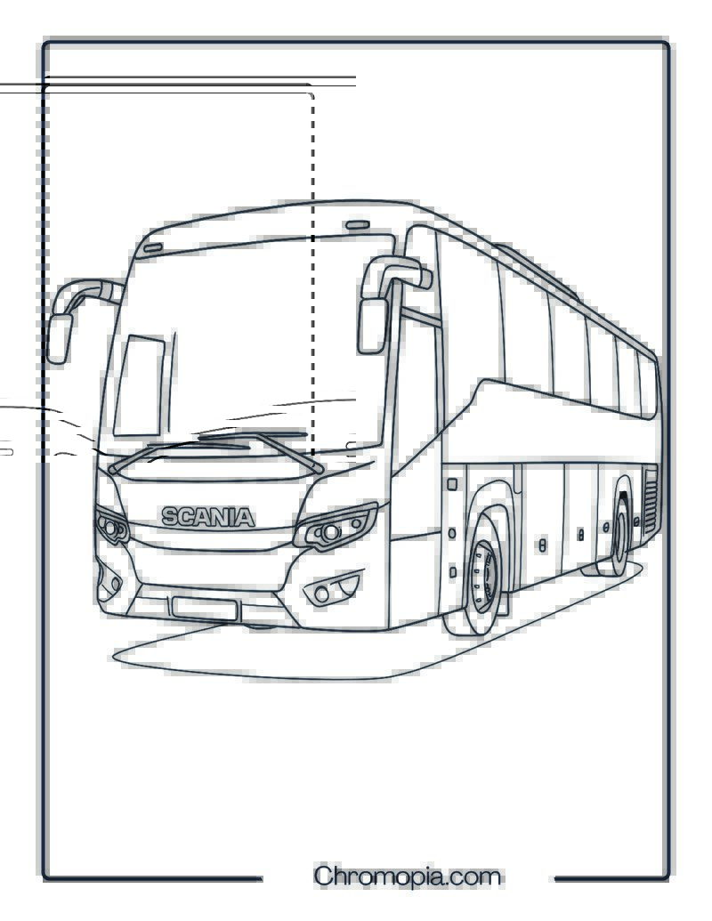 Scania Touring HD Long-Distance Coach – Scania Bus Coloring Page