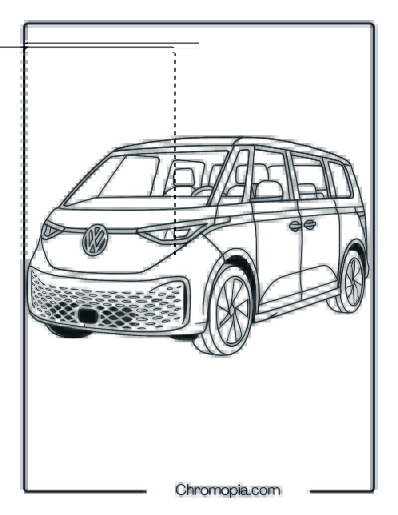 Futuristic Volkswagen Electric Concept Bus – Electric VW Concept Bus Coloring Page
