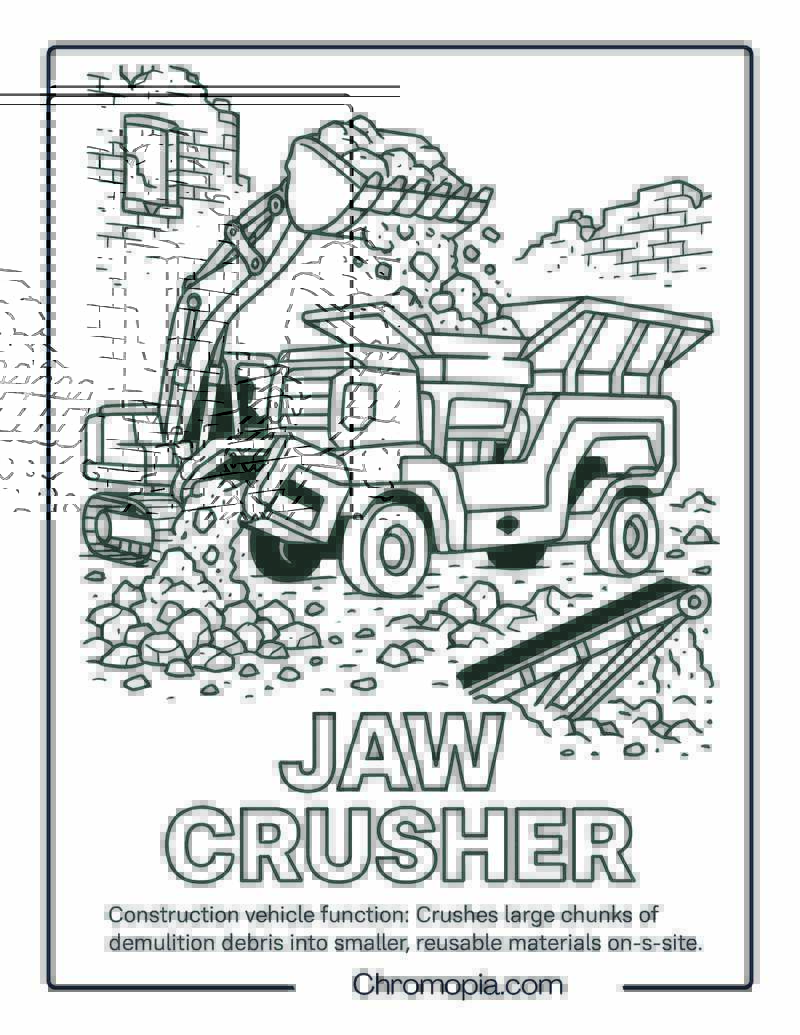 Jaw Crusher (Mobile Crusher) Construction Vehicle Coloring Page