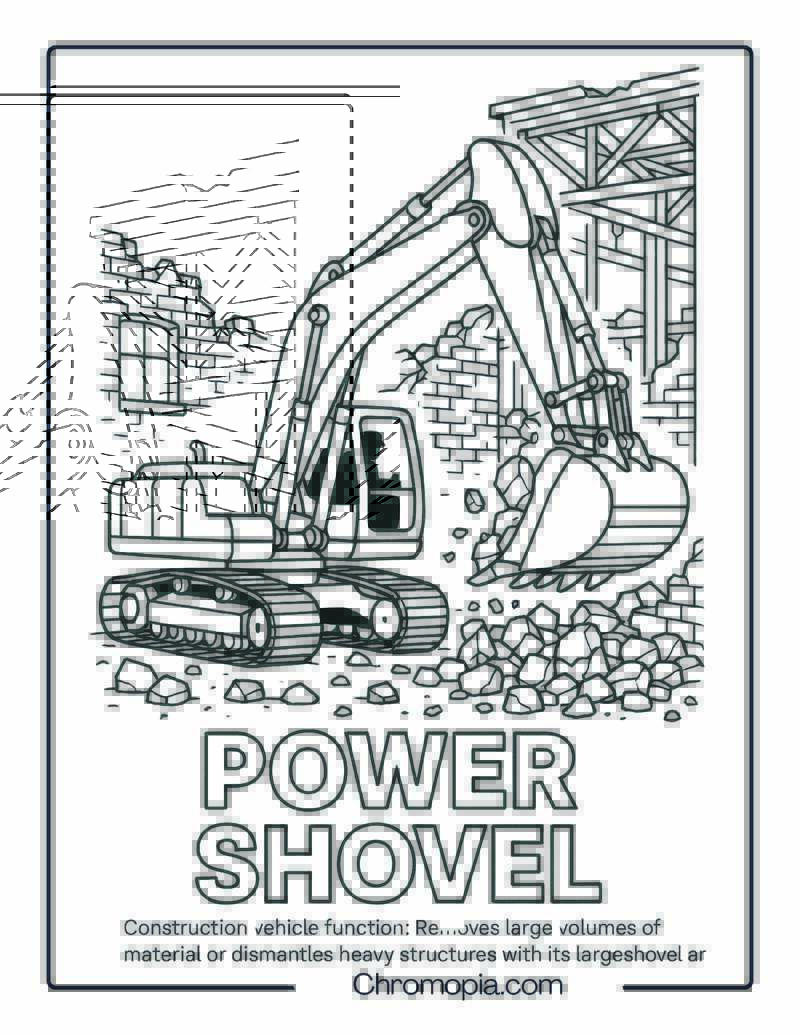 Power Shovel Construction Vehicle Coloring Page
