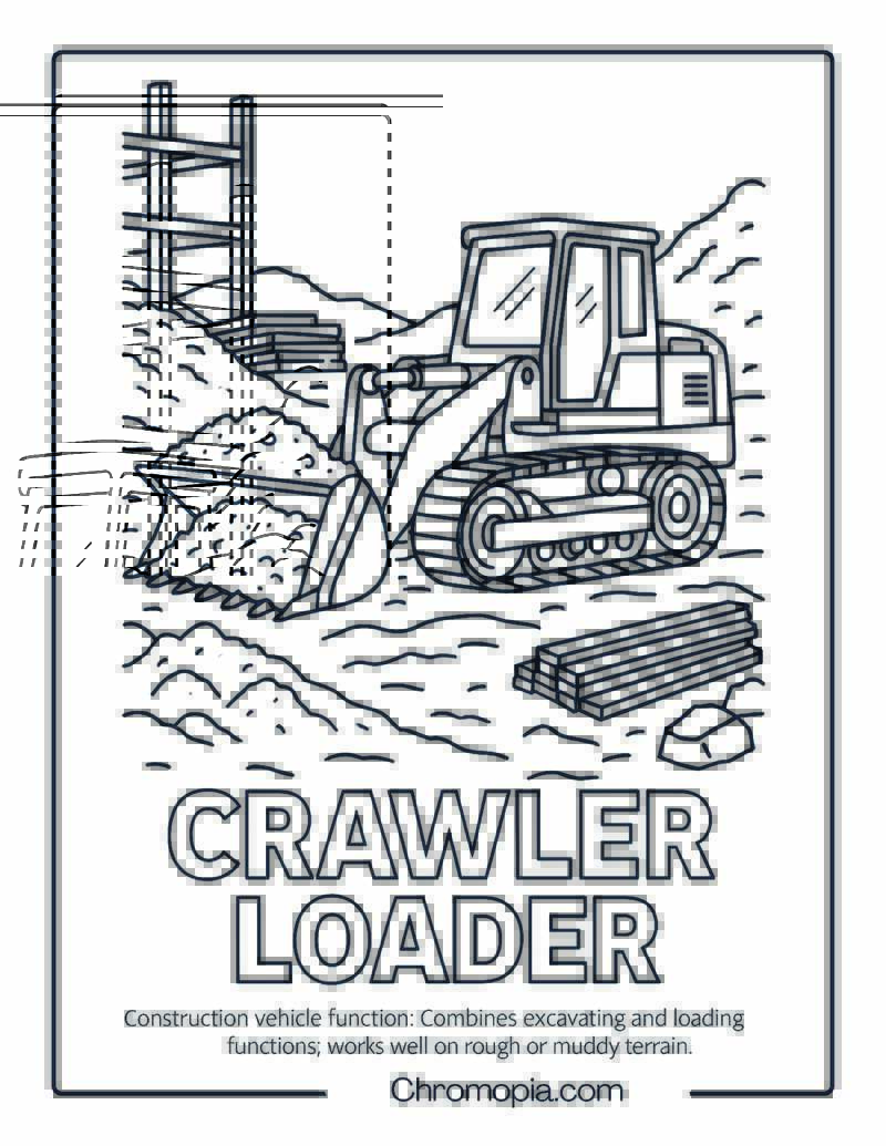 Crawler Loader Construction Vehicle Coloring Page
