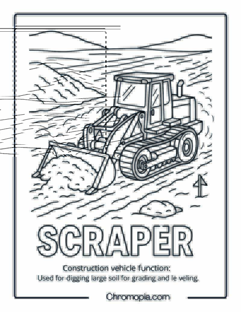 Scraper Construction Vehicle Coloring Page