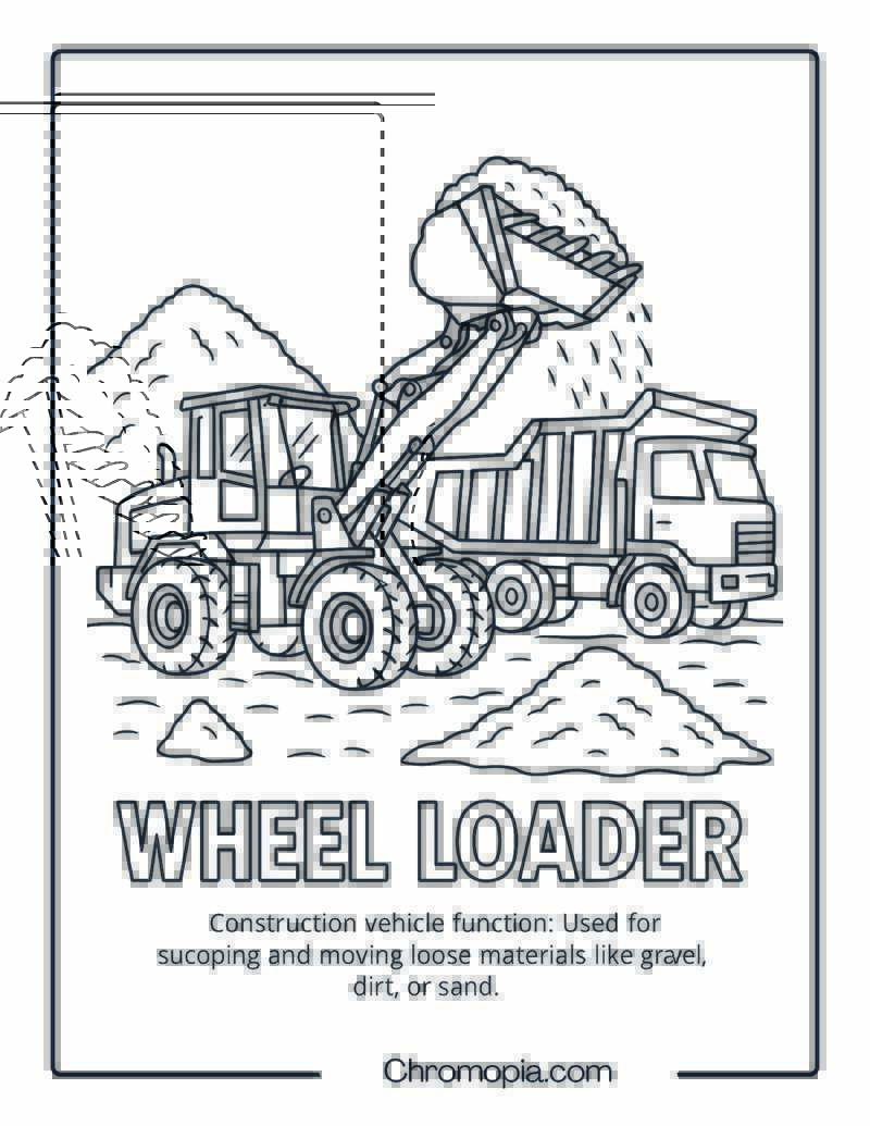 Wheel Loader Construction Vehicle Coloring Page