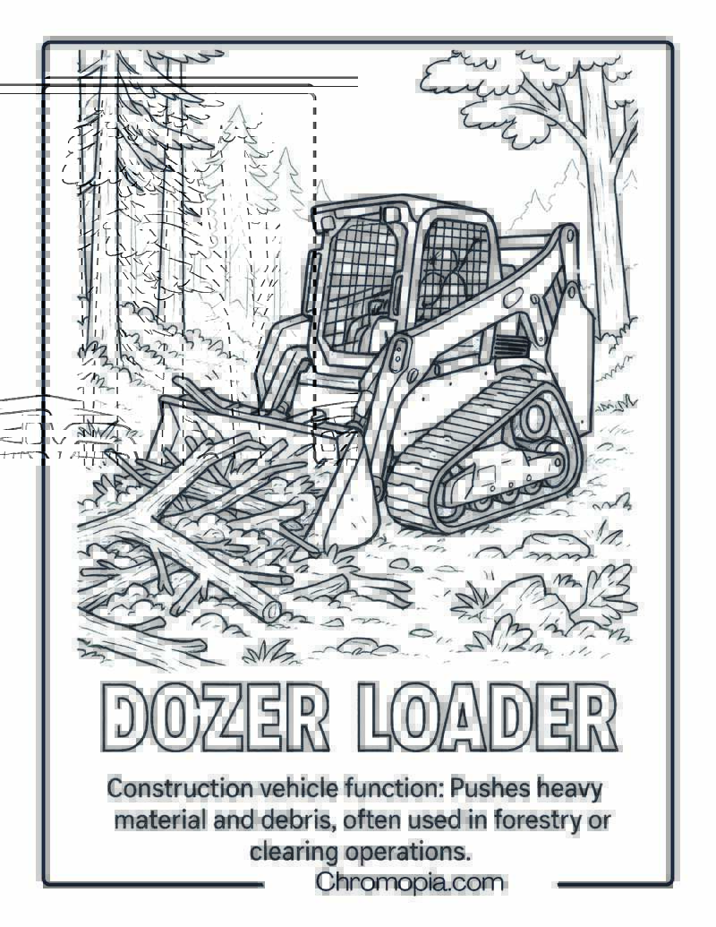 Dozer Loader (Forestry) Construction Vehicle Coloring Page