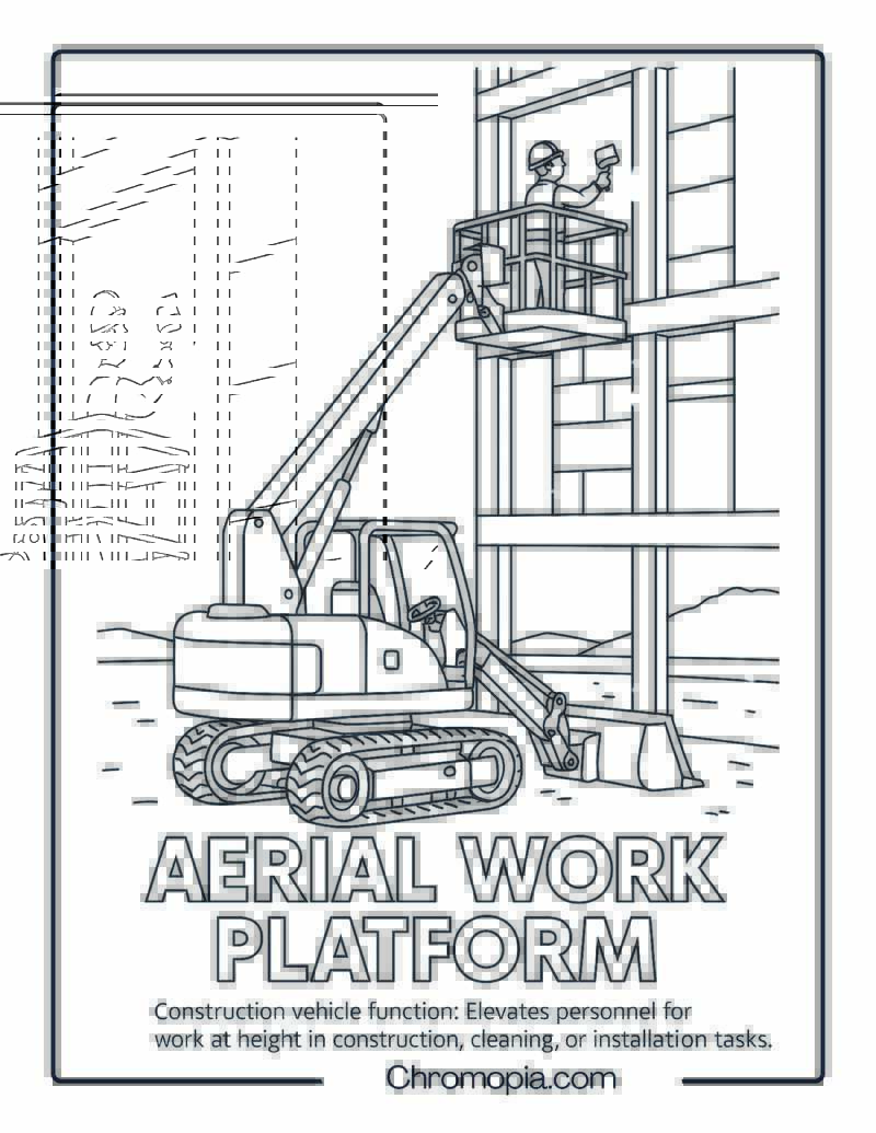Aerial Work Platform Construction Vehicle Coloring Page