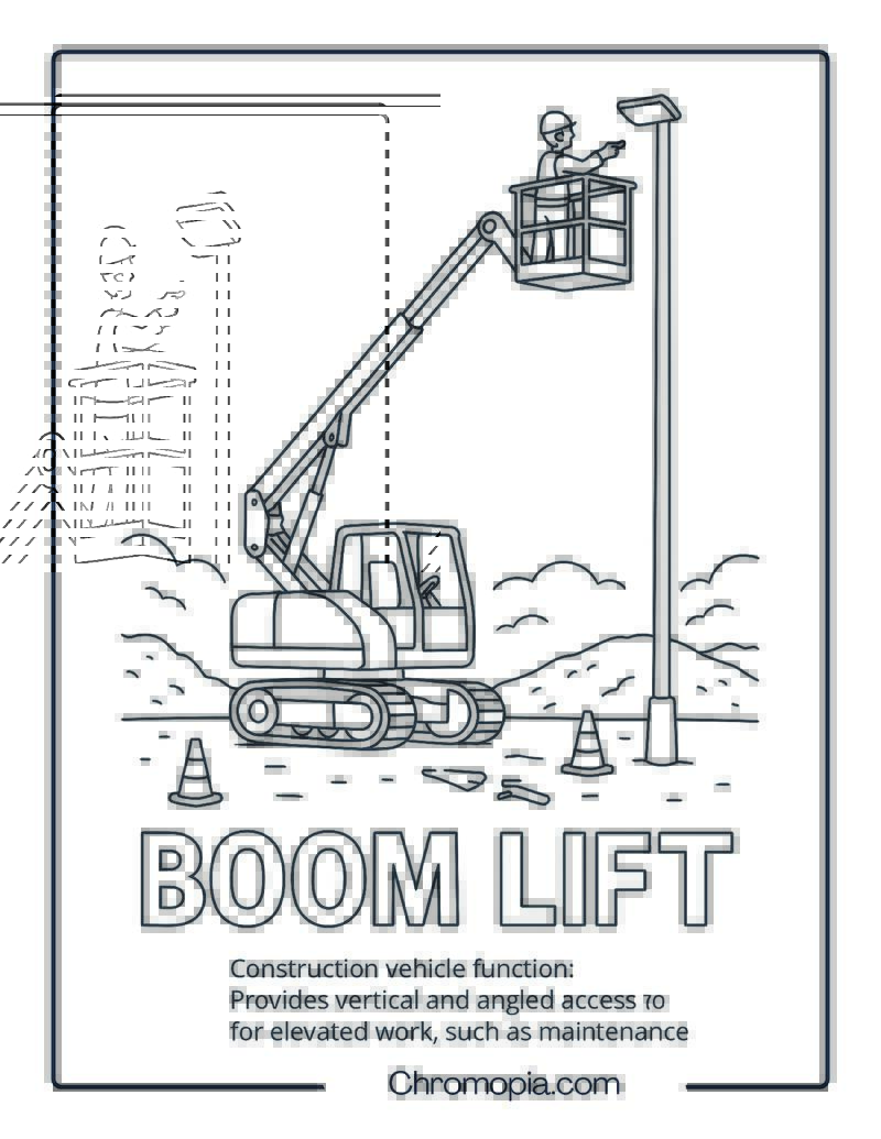 Boom Lift Construction Vehicle Coloring Page