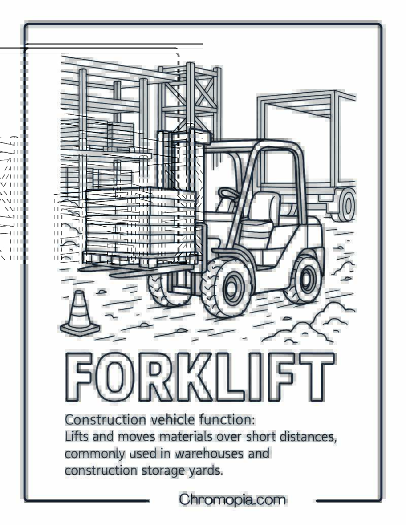 Forklift Construction Vehicle Coloring Page