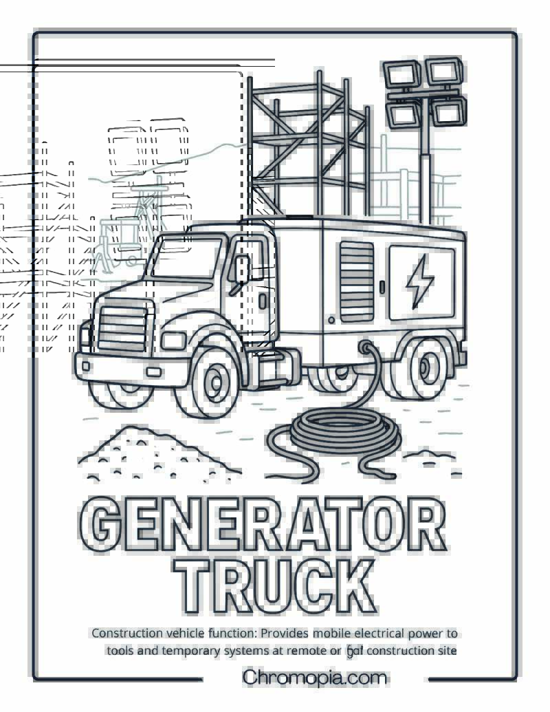 Generator Truck Construction Vehicle Coloring Page