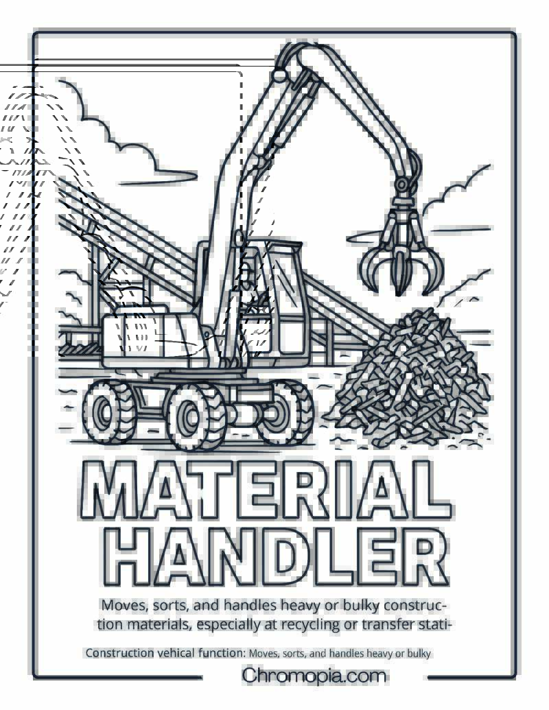 Material Handler Construction Vehicle Coloring Page